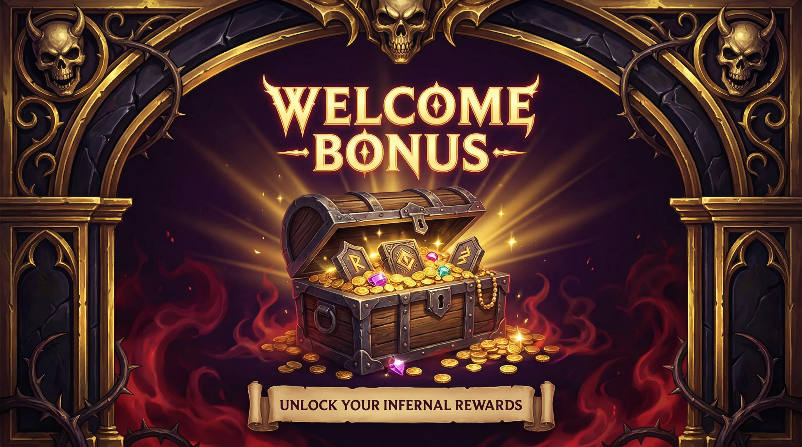 Bônus de boas-vindas do lottubet com baú de tesouros e moedas de ouro